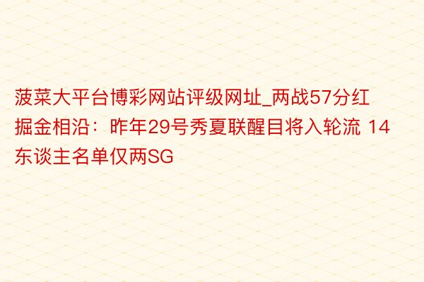 菠菜大平台博彩网站评级网址_两战57分红掘金相沿：昨年29号秀夏联醒目将入轮流 14东谈主名单仅两SG